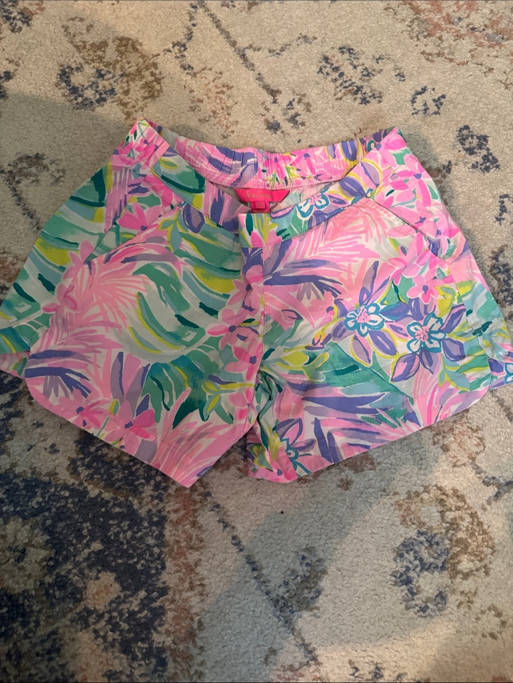 Lilly Pulitzer Pink, Green & Purple Floral High-Waist Shorts